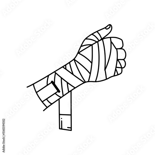 Hand Wrap's resilience: The art of combat with a wrapped hand ready for training or fighting, showing the strength. 