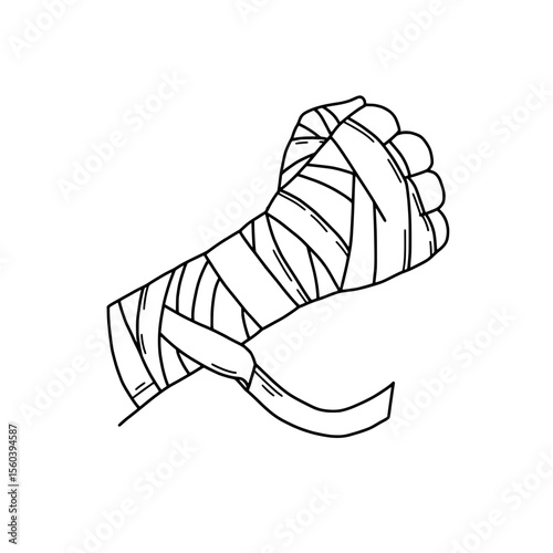Empowered Fist: A determined fist wrapped and protected by bandages symbolizes resilience and strength, ready to face challenges with unwavering resolve.