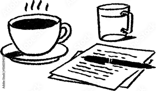 Creative desk with documents and coffee for nonprofit projects