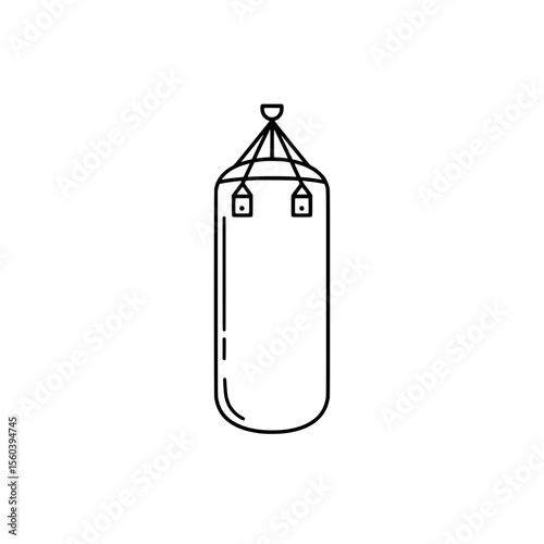 Punching Bag Illustration: A minimalist linear illustration of a heavy punching bag, designed for sports and fitness training. Emphasizing the focus on physical activity and workouts.