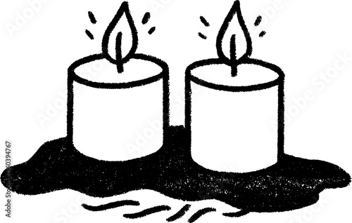 Hand-drawn sketch of melted wax candles for cozy decoration and design