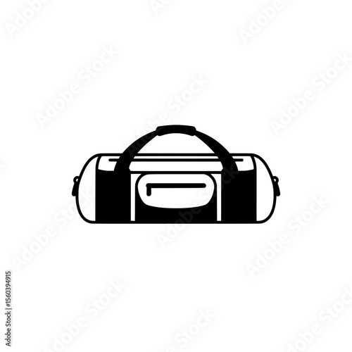 Simplified Duffel Bag Icon: A sleek and modern duffel bag in black and white, symbolizing readiness for adventure, workout sessions, or travel escapades.