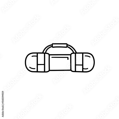 Simplified Sport Bag: A clean, minimalistic line drawing of a duffel bag. The image evokes feelings of simplicity, functionality, and readiness for sport and travel. 