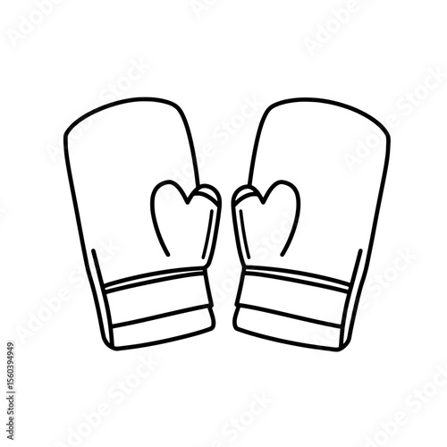 Boxing Glove Duo: A graphic outline showcases a pair of boxing gloves. This image captures the essence of combat sports and fitness, ready for your creative needs.