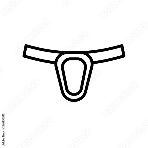 Protective Cup Icon: A simple line drawing icon of a protective cup, commonly used in sports for athletic protection. 