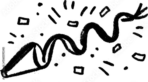 Celebration party blower with confetti sketch for festive design