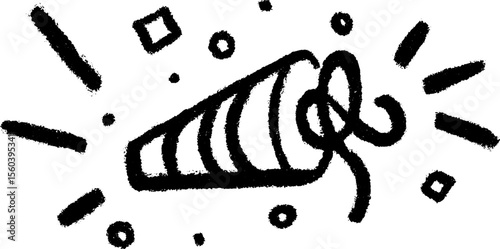 Celebration party blower and confetti sketch for festive design