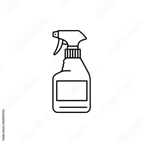 Spray Bottle Icon: A clean and clear outline of a spray bottle, a staple tool for cleaning, presented in a modern and minimalistic style.