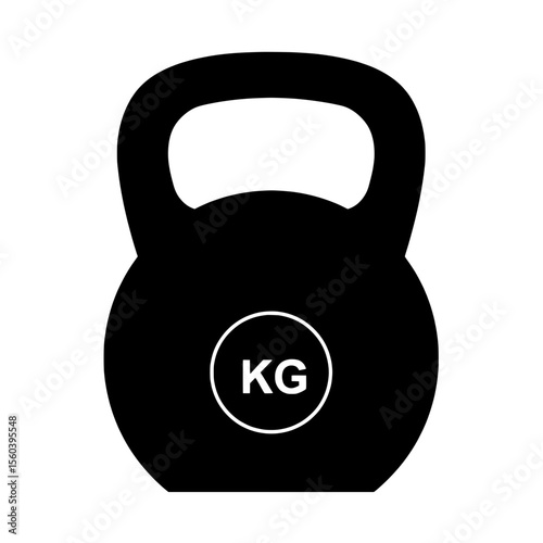 Kettlebell Fitness Silhouette: An illustration of a bold black kettlebell against an isolated backdrop. A symbol of fitness and strength, perfect for any exercise-related project.