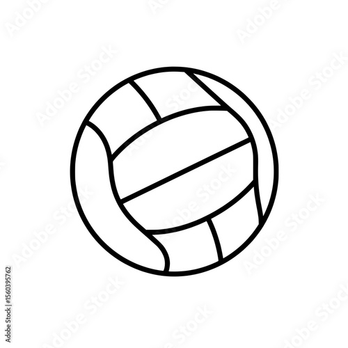 Volleyball Emblem: Clean line art showcases a quintessential volleyball, ideal for sports branding or illustrating athletic themes.