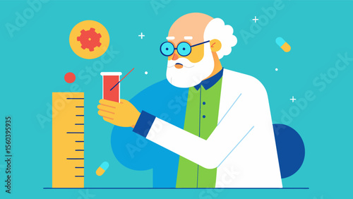 A scientist carefully measuring and recording the cognitive abilities of participants with Parkinsons disease to see the impact of a new medication.. Vector illustration