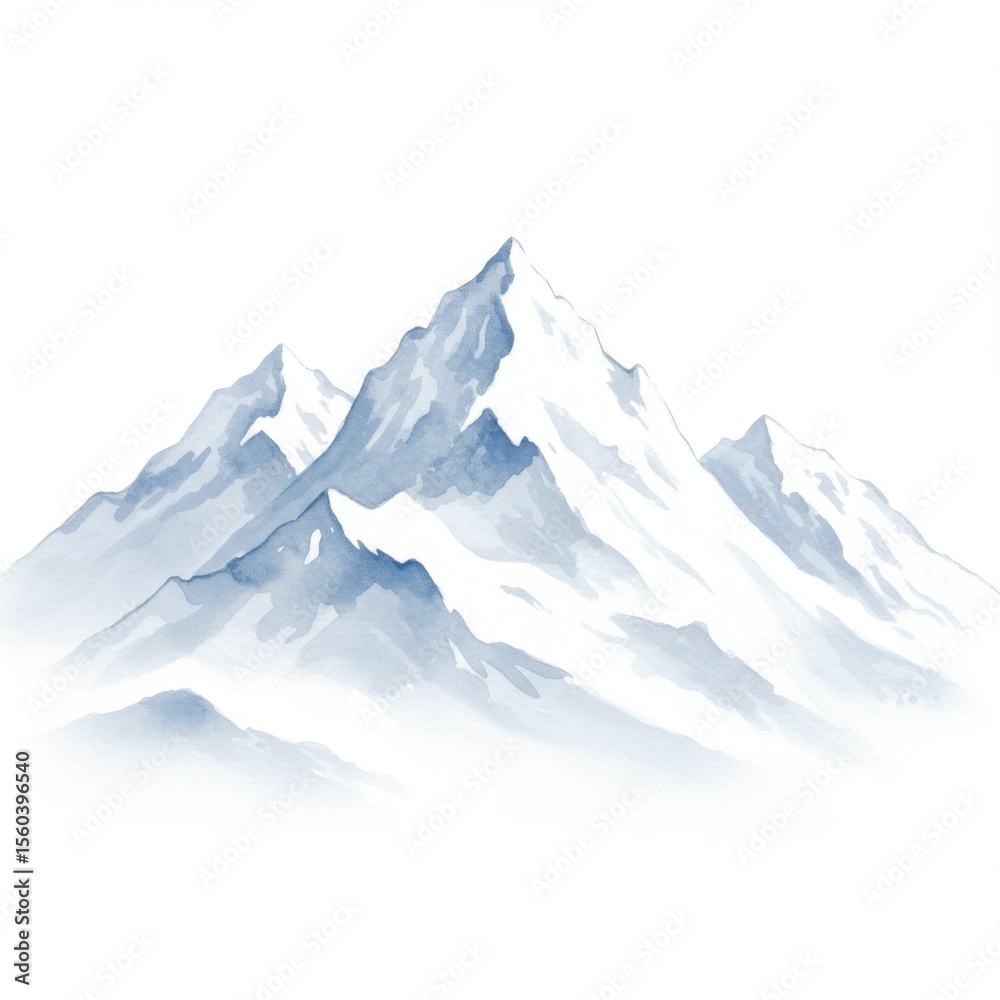 custom made wallpaper toronto digitalBlue and White Watercolor Mountain Landscape