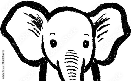 Whimsical sketch of plush elephant with oversized ears for children's room decor