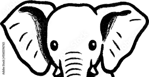 Adorable plush elephant with oversized ears sketch for playroom decor