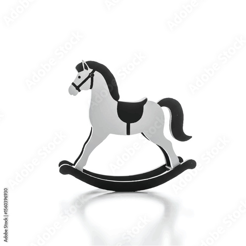 Classic Rocking Horse Silhouette Elegant Black & White Icon for Children's Products, Nursery Décor, Vintage Playroom Designs, and Baby Themes Adobe Illustrator