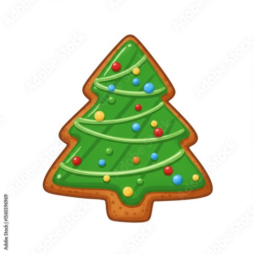 Wallpaper Mural Green Gingerbread Christmas Tree Cookie with Colorful Decorations Torontodigital.ca