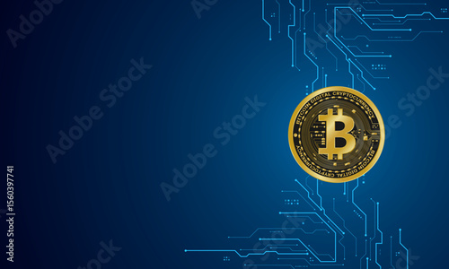 Golden bitcoin digital currency , futuristic digital money	
