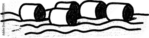 Hand-drawn sketch of hay bales on harvested field for rustic farm design