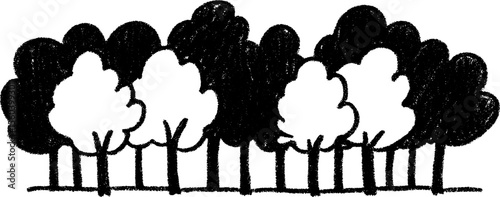Shaded avenue with tall trees sketch for nature-themed design