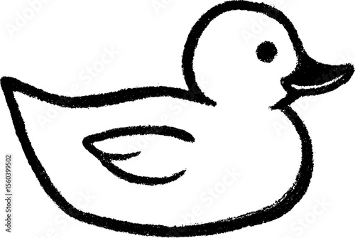 Playful rubber duck sketch with tilted head for creative designs