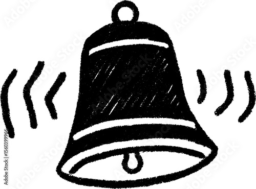 Hand drawn school bell sketch on blackboard for educational design
