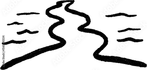 Hand drawn seashell pathway to waterfront tranquility