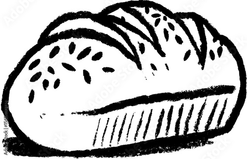 Hand drawn sketch of seeded bread bun with textured crust design