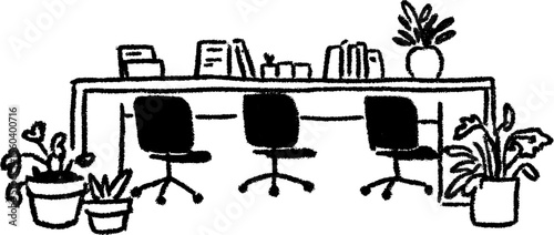 Creative workspace concept with shared office hot desk zone design for collaborative environments