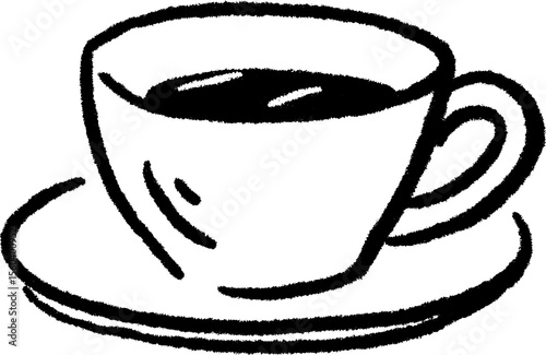Artistic sketch of a simple clay cup with tea saucer design