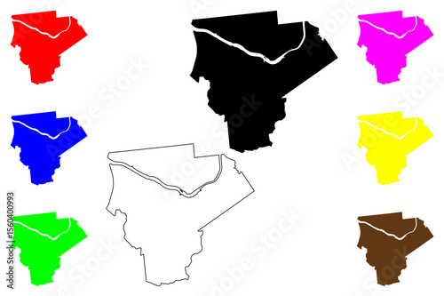 Ebetsu city (Japan, Nihon-koku or Nippon-koku, Hokkaido region) map vector illustration, scribble sketch Ebetsu-shi map