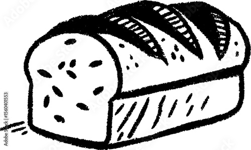 Rustic loaf sketch highlighting grain details for culinary art and design