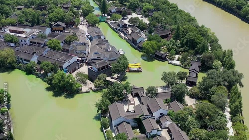 Explore the beauty of Suzhou Fengqiao Scenic Area from above with stunning aerial views