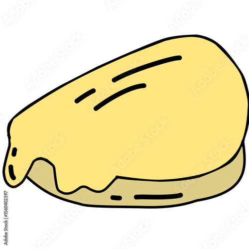 cartoon-style pattern of soft cream buns with melted topping, resembling Japanese custard or milk bread. Perfect for bakery-themed designs, packaging, or children’s illustrations.
