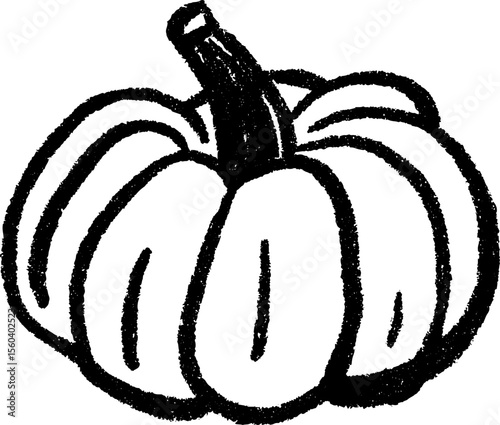 Hand drawn sketch of a pumpkin with defined ridges for autumn decor