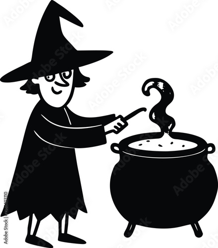 halloween witch with a magic wand