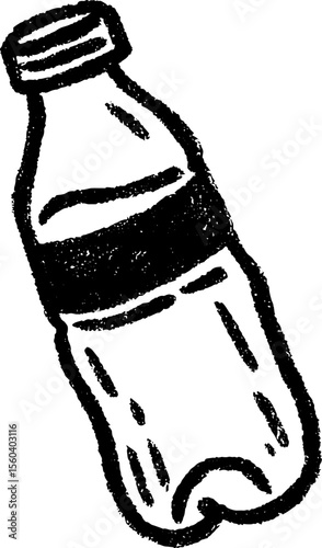 Hand drawn sketch of soda bottle with cap and fizz concept