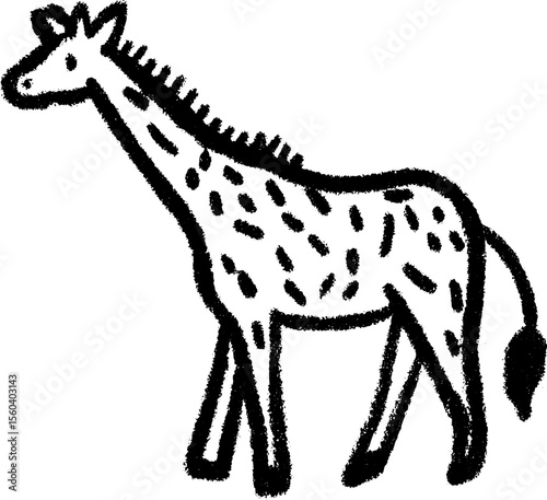 Charming sketch of a soft giraffe toy with stitched spots for kid's room decor