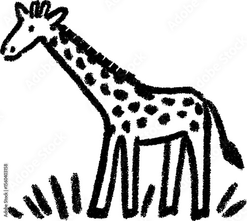 Playful sketch of a soft giraffe toy with stitched spots for children’s decoration