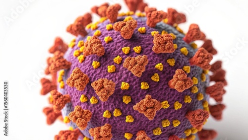 Detailed 3d rendering of the sars cov 2 virus particle with spike proteins