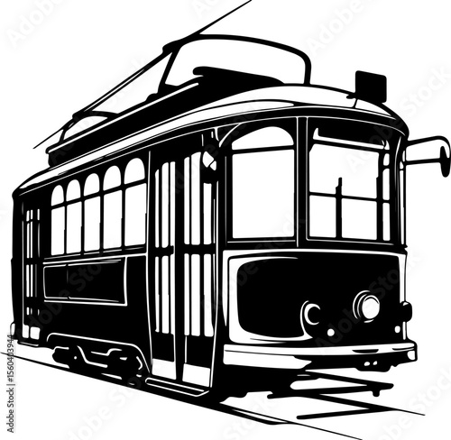  Tram Silhouette Vector | City Transport Illustration – AI-Generated