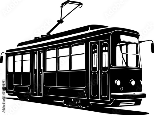  Tram Silhouette Vector | City Transport Illustration – AI-Generated
