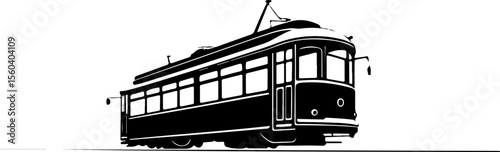  Tram Silhouette Vector | City Transport Illustration – AI-Generated