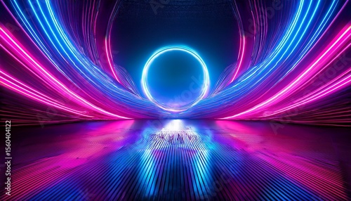 psychedelic abstract scene with neon lights