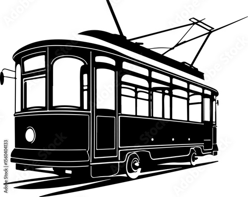  Tram Silhouette Vector | City Transport Illustration – AI-Generated