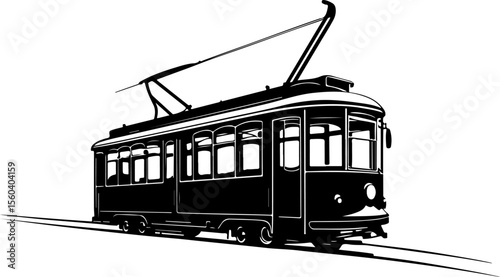  Tram Silhouette Vector | City Transport Illustration – AI-Generated