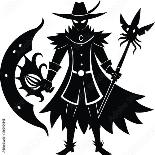 halloween witch with broom
