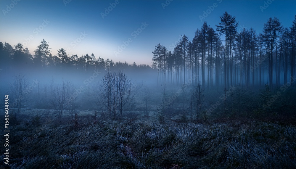 Fototapeta premium misty forest at dusk