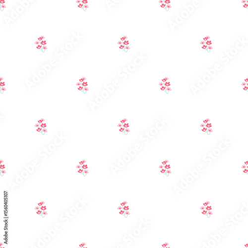 Wallpaper Mural Seamless Pattern Featuring Pink Floral Motifs on a White Background Torontodigital.ca