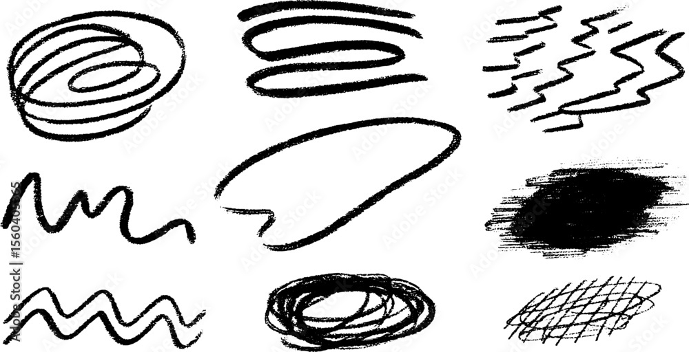 Creative collection of swirls, loops, and zigzag sketches for artistic inspiration