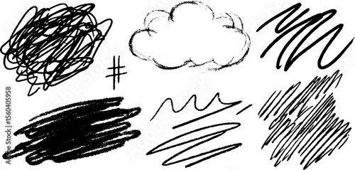 Creative sketch of tangled thread and scratch zone for design projects